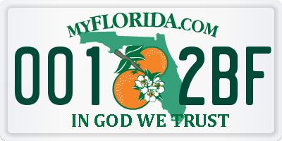 FL license plate 0012BF