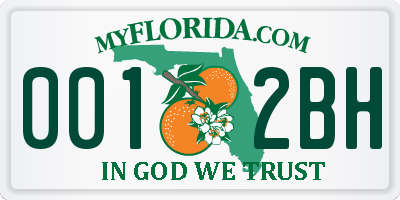 FL license plate 0012BH