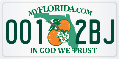 FL license plate 0012BJ