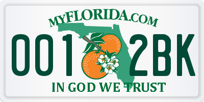 FL license plate 0012BK