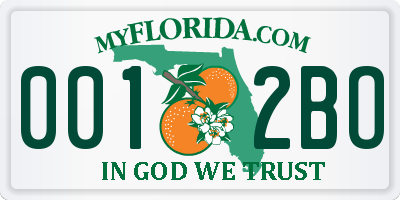 FL license plate 0012BO