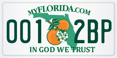 FL license plate 0012BP