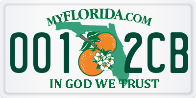FL license plate 0012CB