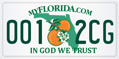 FL license plate 0012CG