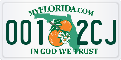 FL license plate 0012CJ