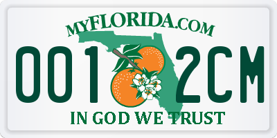 FL license plate 0012CM