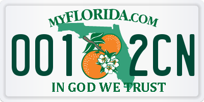 FL license plate 0012CN