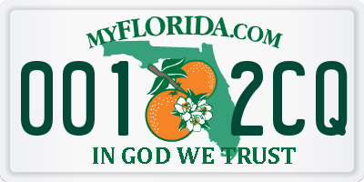 FL license plate 0012CQ