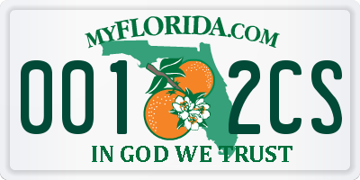 FL license plate 0012CS