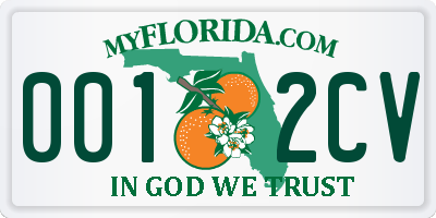 FL license plate 0012CV