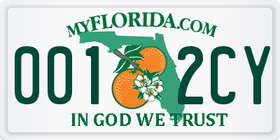 FL license plate 0012CY