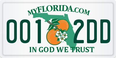 FL license plate 0012DD
