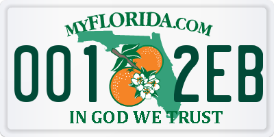 FL license plate 0012EB
