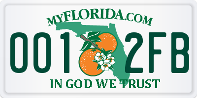 FL license plate 0012FB