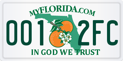 FL license plate 0012FC