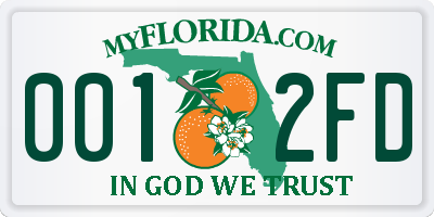 FL license plate 0012FD