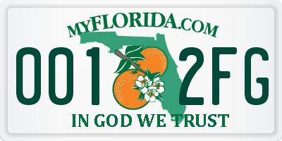 FL license plate 0012FG