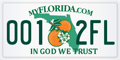 FL license plate 0012FL