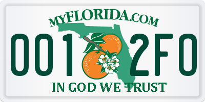 FL license plate 0012FO