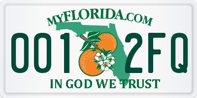 FL license plate 0012FQ