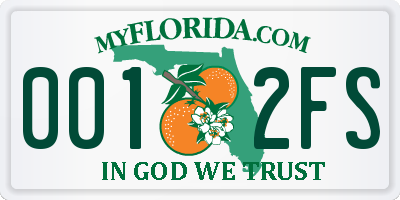 FL license plate 0012FS