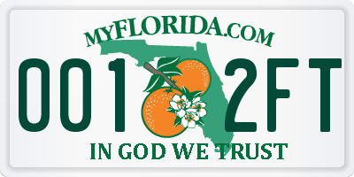 FL license plate 0012FT