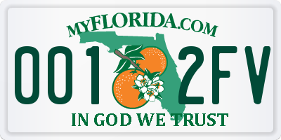 FL license plate 0012FV