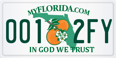 FL license plate 0012FY