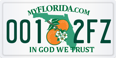 FL license plate 0012FZ