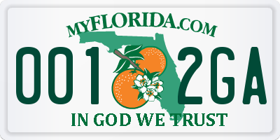 FL license plate 0012GA