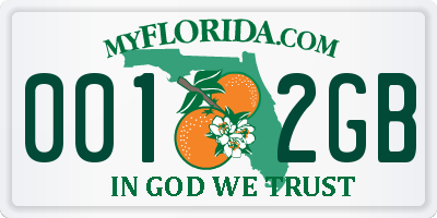 FL license plate 0012GB