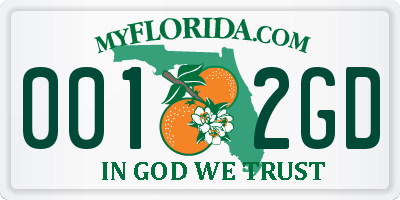 FL license plate 0012GD
