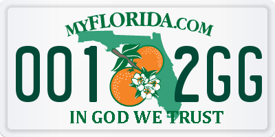 FL license plate 0012GG