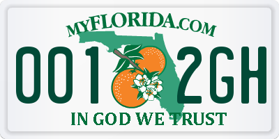 FL license plate 0012GH