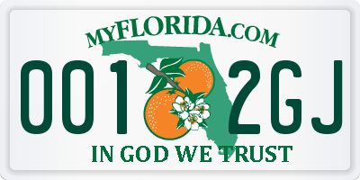 FL license plate 0012GJ