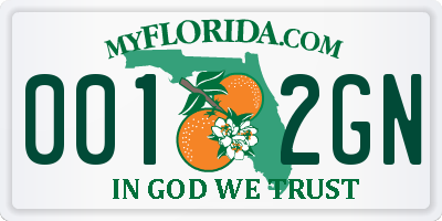 FL license plate 0012GN