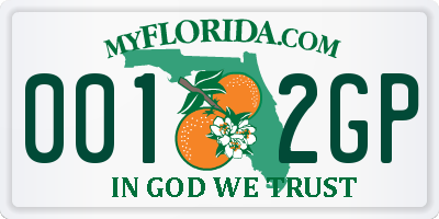 FL license plate 0012GP