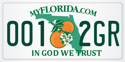 FL license plate 0012GR