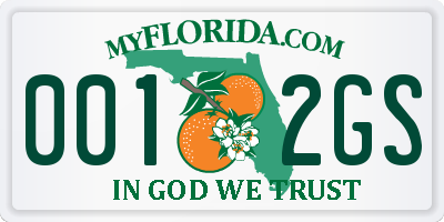 FL license plate 0012GS