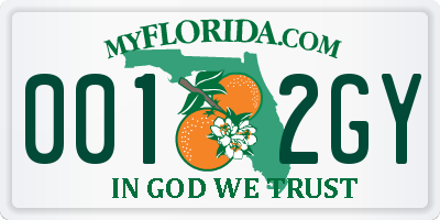 FL license plate 0012GY