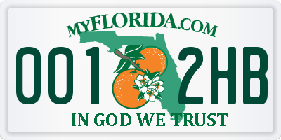 FL license plate 0012HB