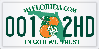 FL license plate 0012HD