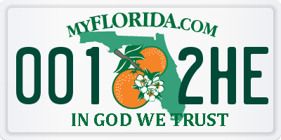 FL license plate 0012HE