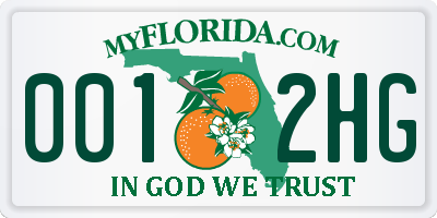 FL license plate 0012HG