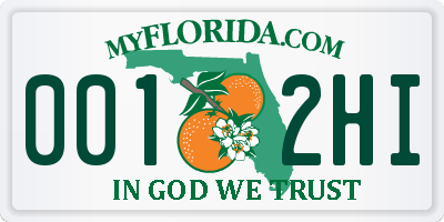 FL license plate 0012HI