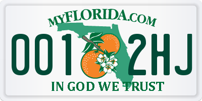 FL license plate 0012HJ
