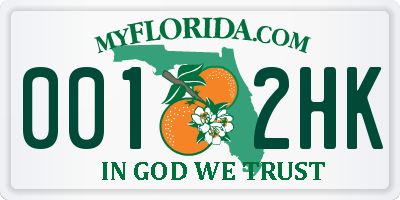 FL license plate 0012HK