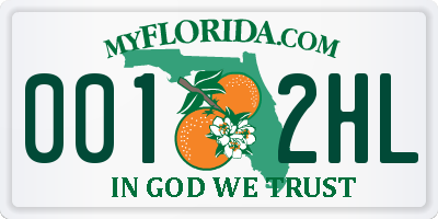 FL license plate 0012HL