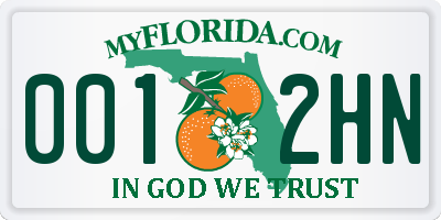 FL license plate 0012HN
