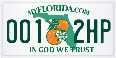 FL license plate 0012HP